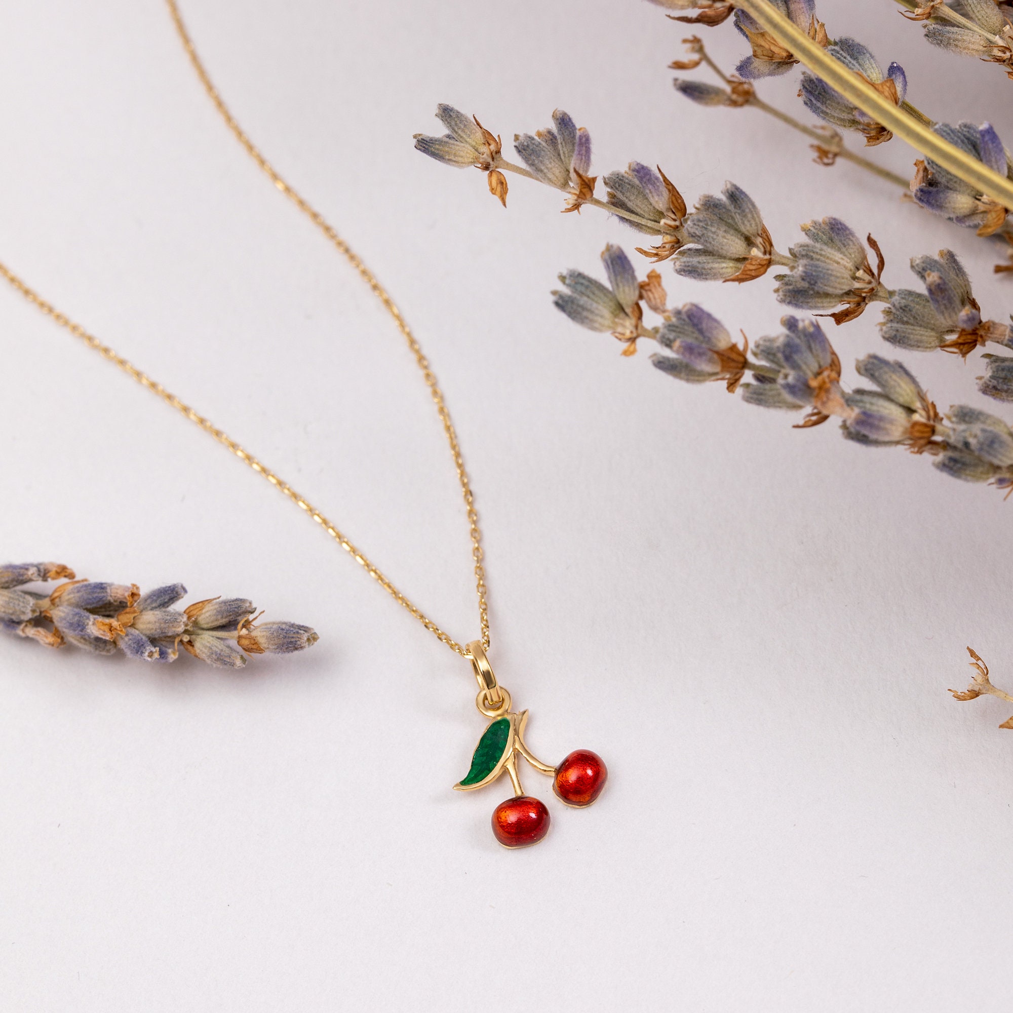 Collana Tennis Con Ciondolo Ciliegia In Cristallo Rosso E Zirconi - Catena Oro