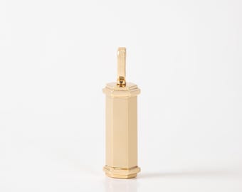 14K Solid Gold Hexagon Urn Necklace, Minimalist Cremation Jewelry