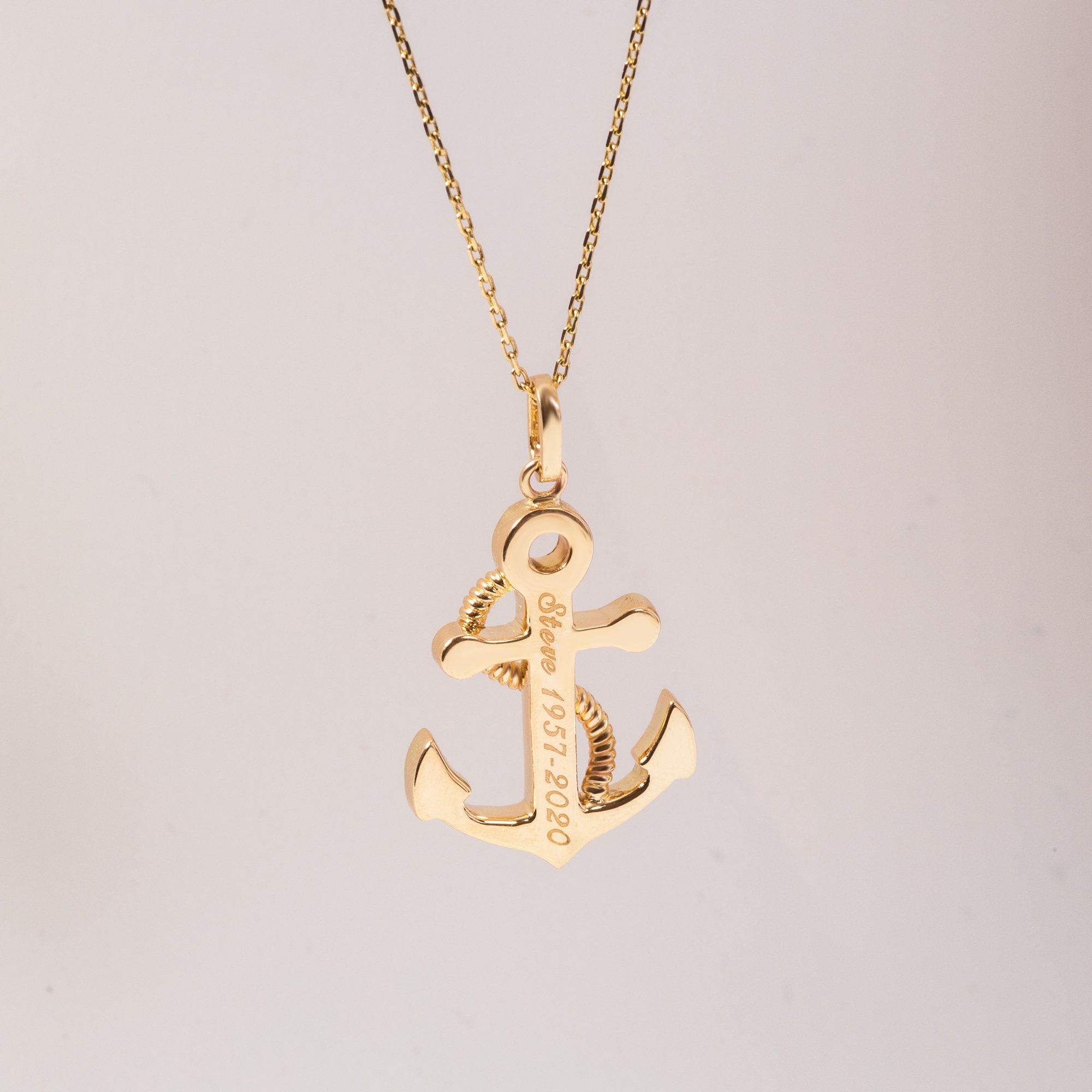 Nautical Real Gold Urn Pendant 14k 18k Solid Gold Anchor Ash Etsy