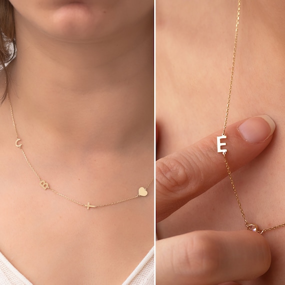 Sideways Letter Necklace • Gold – HeatherlyJewelry