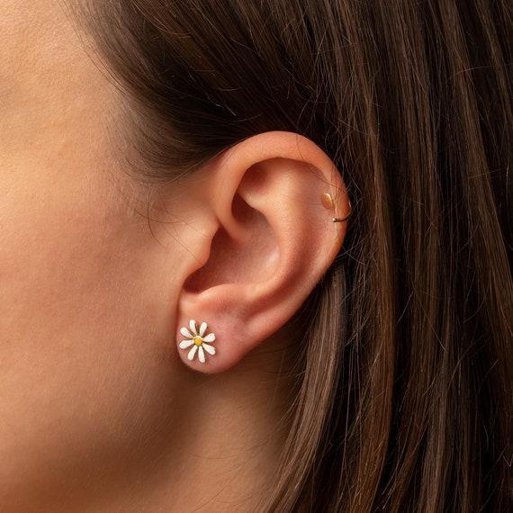★daisy★✾14kgf Elegant 14K Solid Yellow Gold Daisy Flower Necklace