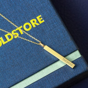 18K Real Gold Urn Necklace, Personalized 4 Sided Vertical Bar Necklace, Memorial Cremation Jewelry, Ashes Cremation Necklace For Loved One.