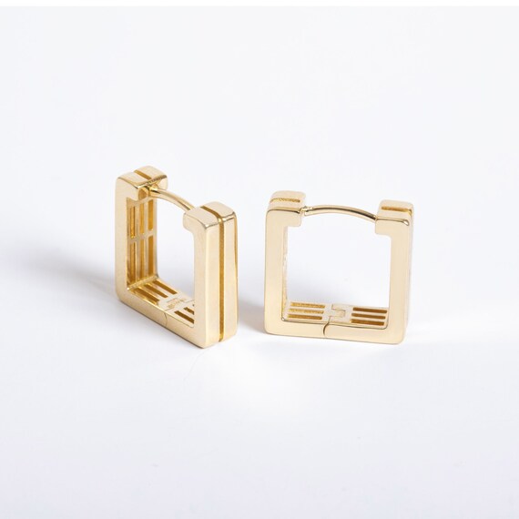 Gold square hoop earrings hot sale