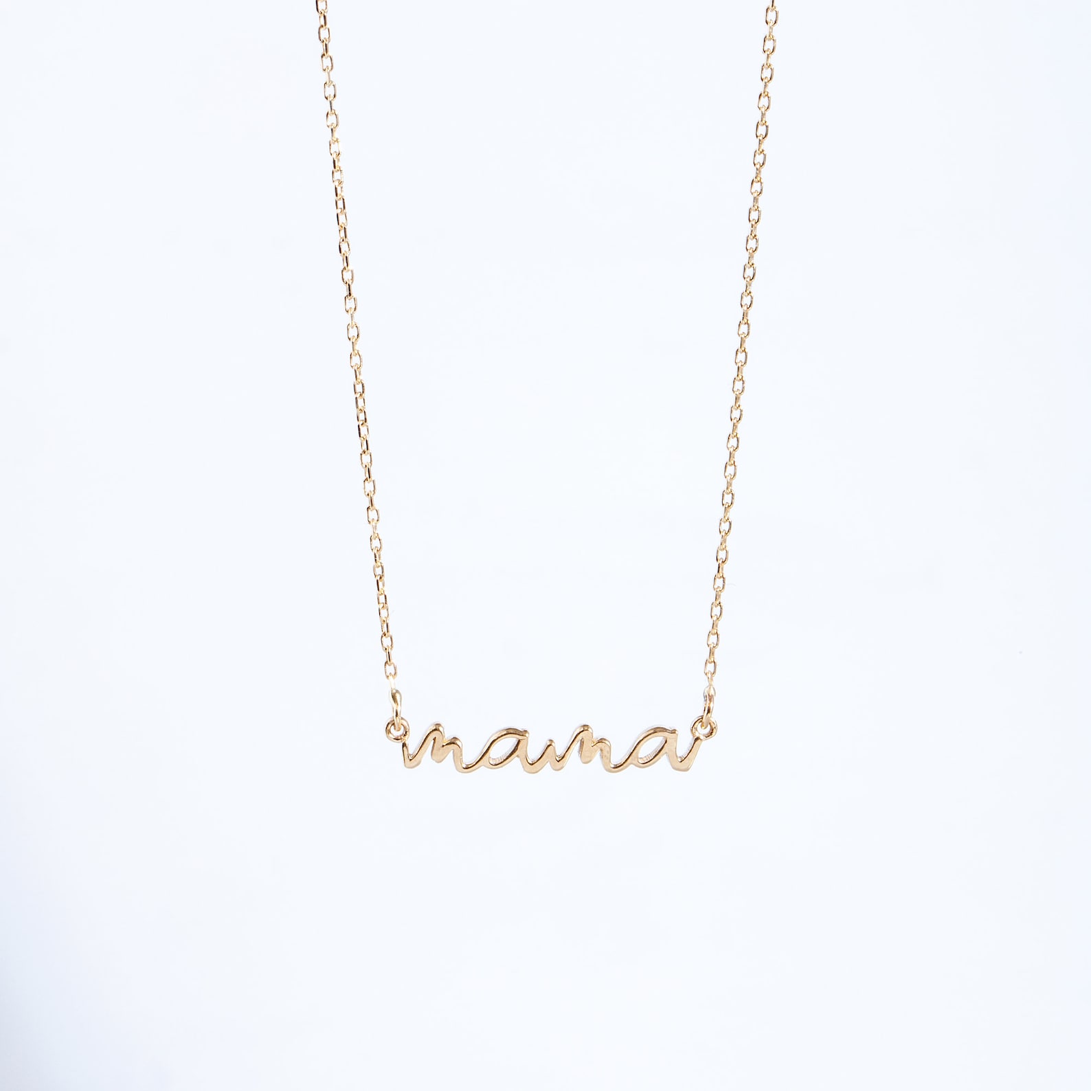 14k 18k Real Solid Gold New Mama Necklace Solid Plain Gold - Etsy