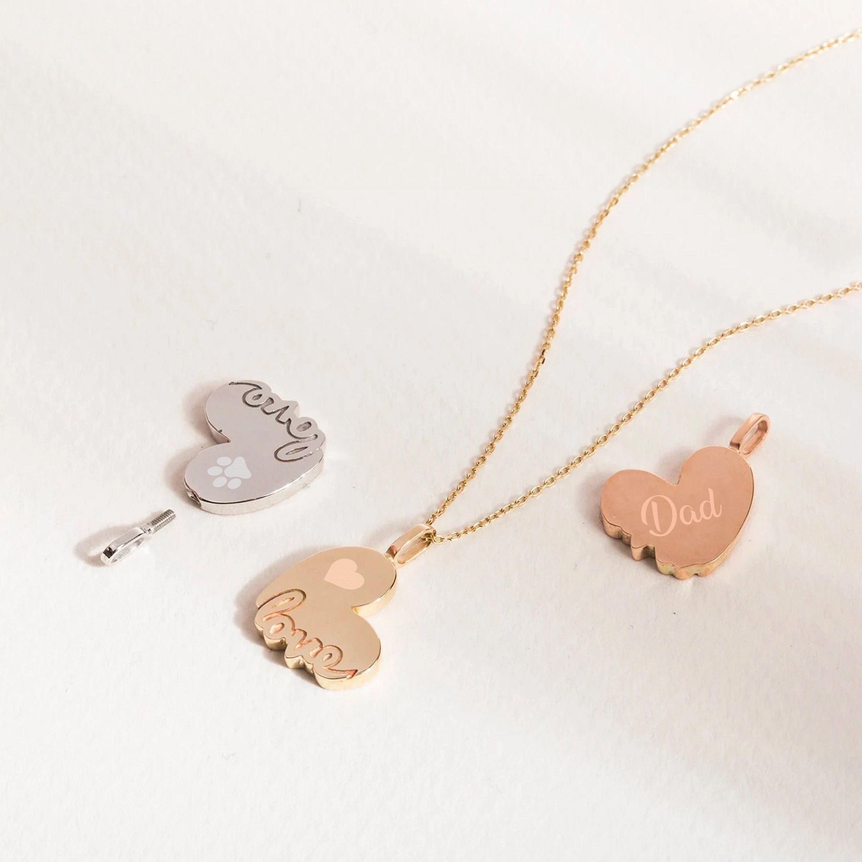 Gold heart pendant for ashes discount