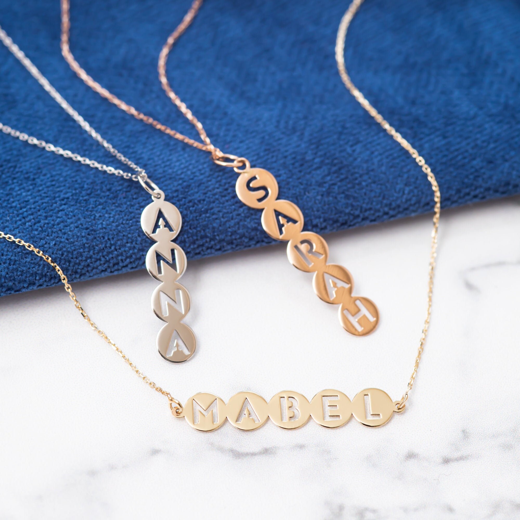 14k Solid Gold Nameplate Necklace 