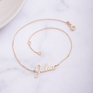 14k 18k Solid Gold Custom Name Anklet, Personlized Dainty Name Anklet, Customized Summer Jewelry, Stylish Foot Jewelry, Perfect Gift For Her