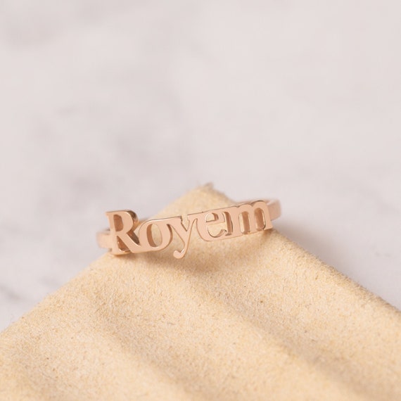 14k 18k Solid Gold Custom Name Ring, Personalized Name Ring