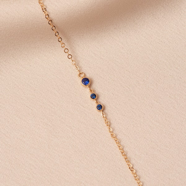 14K Gold Birthstone Bracelet, Real Solid Gold Dainty Bracelet, Minimalist Cz Birthstone Gold Bracelet, Custom Birthstone Gold Chain Bracelet