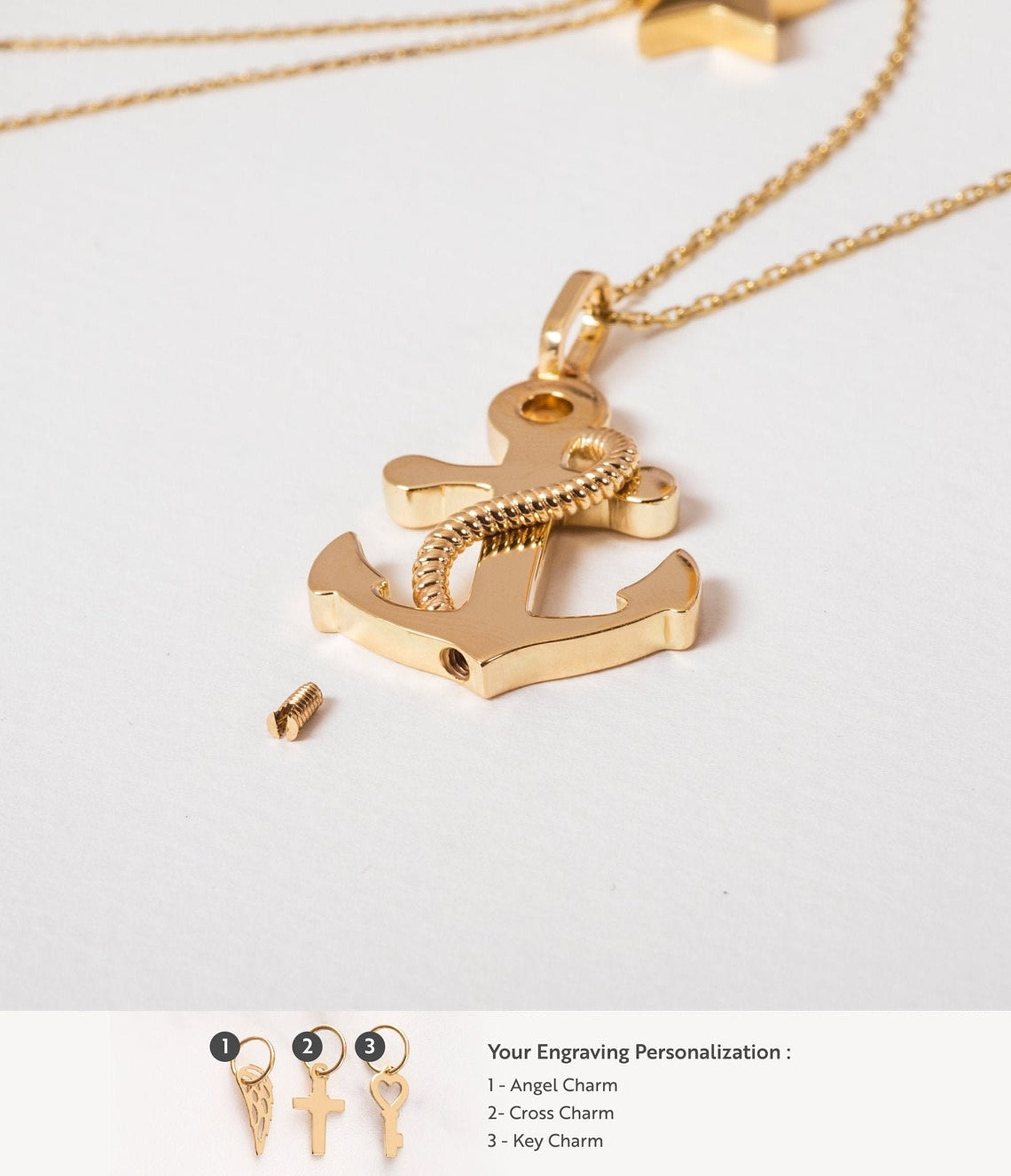 Nautical Real Gold Urn Pendant 14k 18k Solid Gold Anchor Ash Etsy