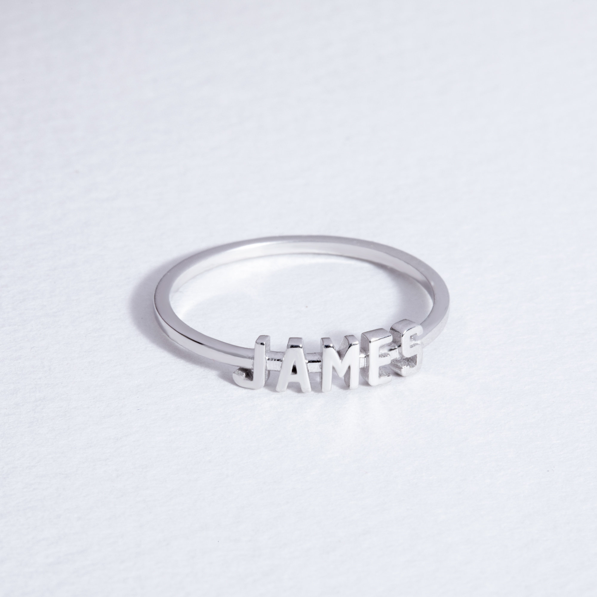Tiny Name Ring in 14K 18K Solid Gold, Personalized Stackable Ring ...