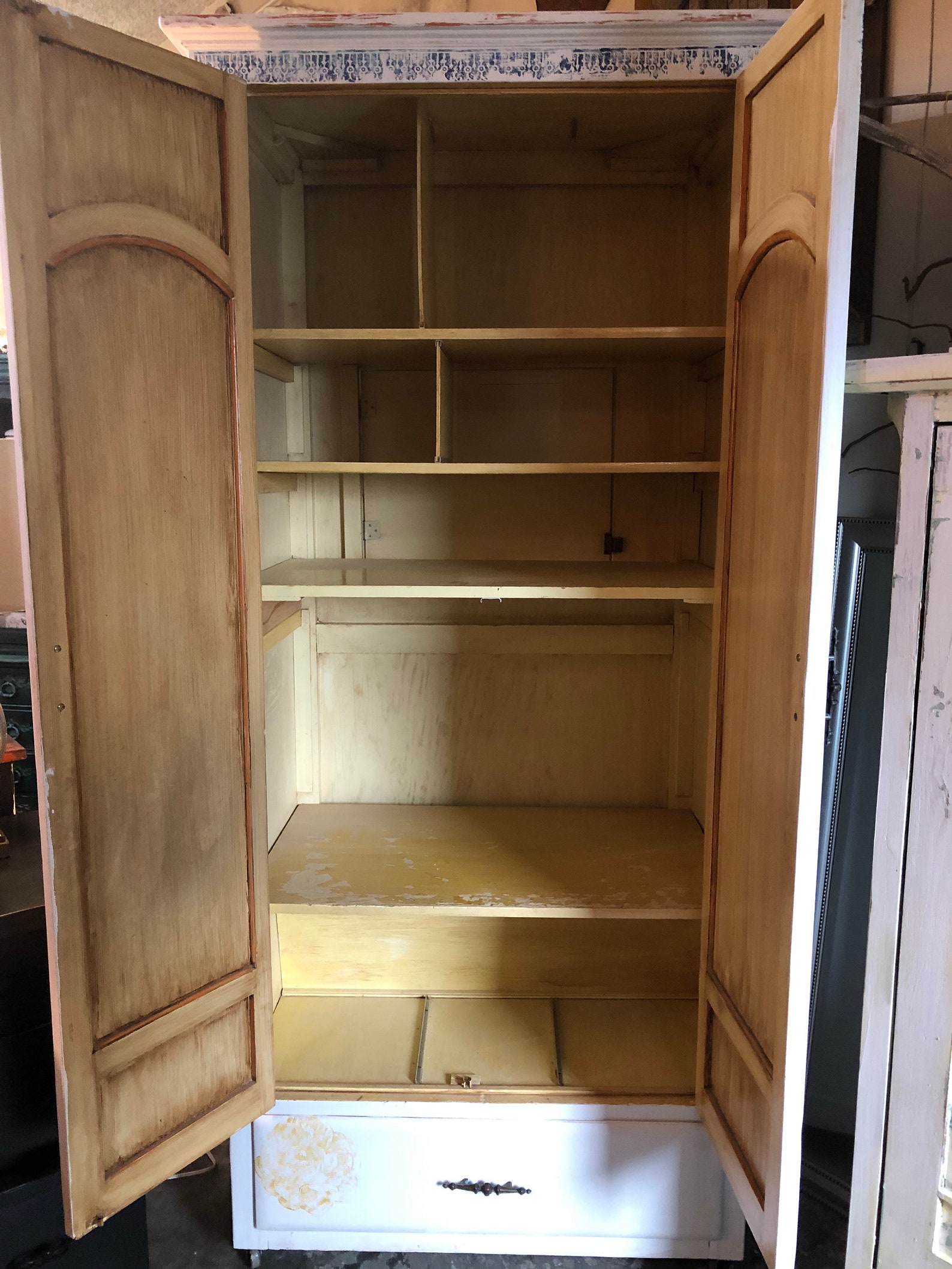 Large Armoire Boho on Wheels Portable Kitchen Pantry Etsy
