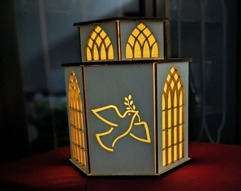 A Winter White Church Themed Lantern