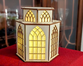 A Winter White Church Themed Lantern