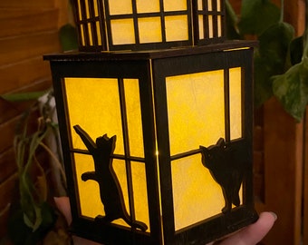 Cats in the window Silhouette Lantern