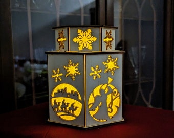 Hand-Crafted Christmas Lantern: Baltic Birch Winter Luminary