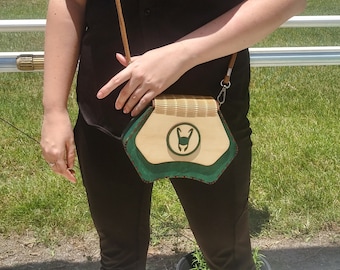 Marvel inspired Loki Wooden Purse with Decorative Strap