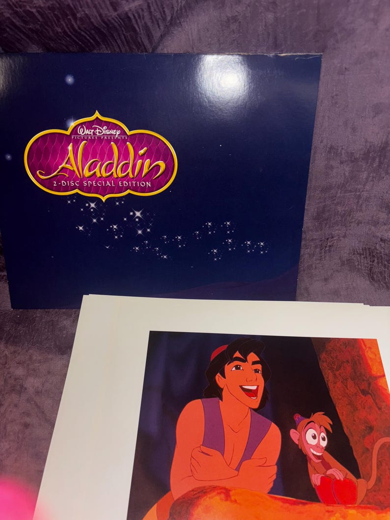Vintage Disney's Aladdin Lithograph Set of 4: Live Action Retro Wall ...