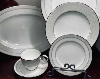 Noritake Montvale Platinum 5-delig couvert Dinerbord Kop-schotel plateau broodbord keuze