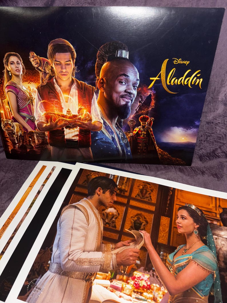Vintage Disney's Aladdin Lithograph Set of 4: Live Action Retro Wall ...