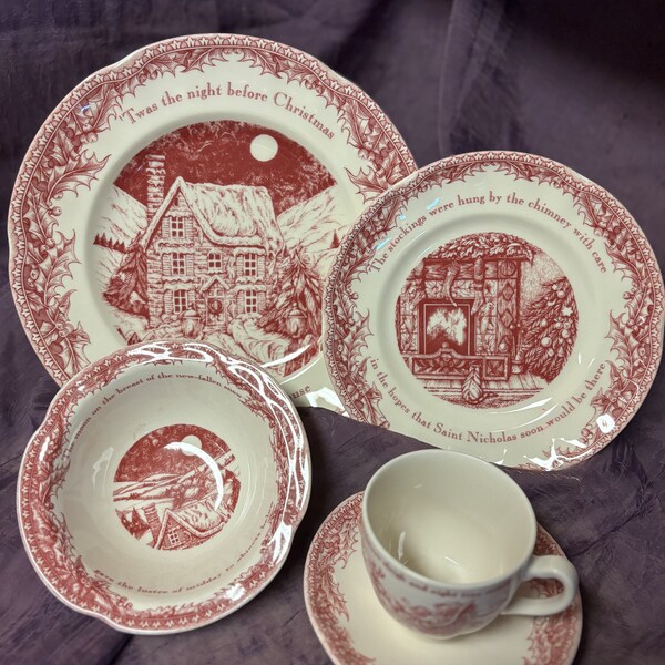 Twas Night Before Christmas Johnson Brothers  5piece place setting