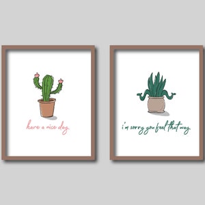 Home and Office Printables - Funny Wall Art - Succulent Art - Printable Art - Set of 4 Succulent Prints