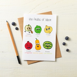 Baby Shower Card - Wekelijkse Fruitgrootte - Leuke babykaart