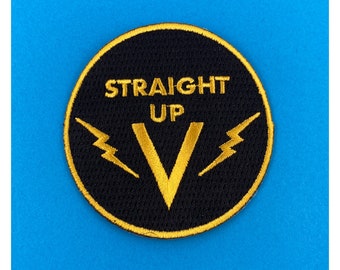 Vanlis Straight Up V  Embroidered Iron On Patch Natasha Negovanlis + Butch and Sissy Collaboration