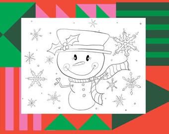 Snowman Coloring Sheet Coloring Page Merry Christmas Activity