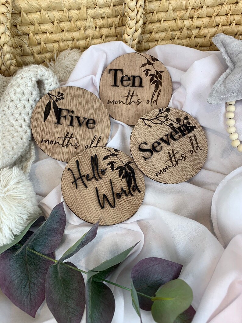Newborn Baby Milestone CardsBaby Milestone cardsmilestone cardswood baby milestone cardswood milestone cardswood name plaqueround sign