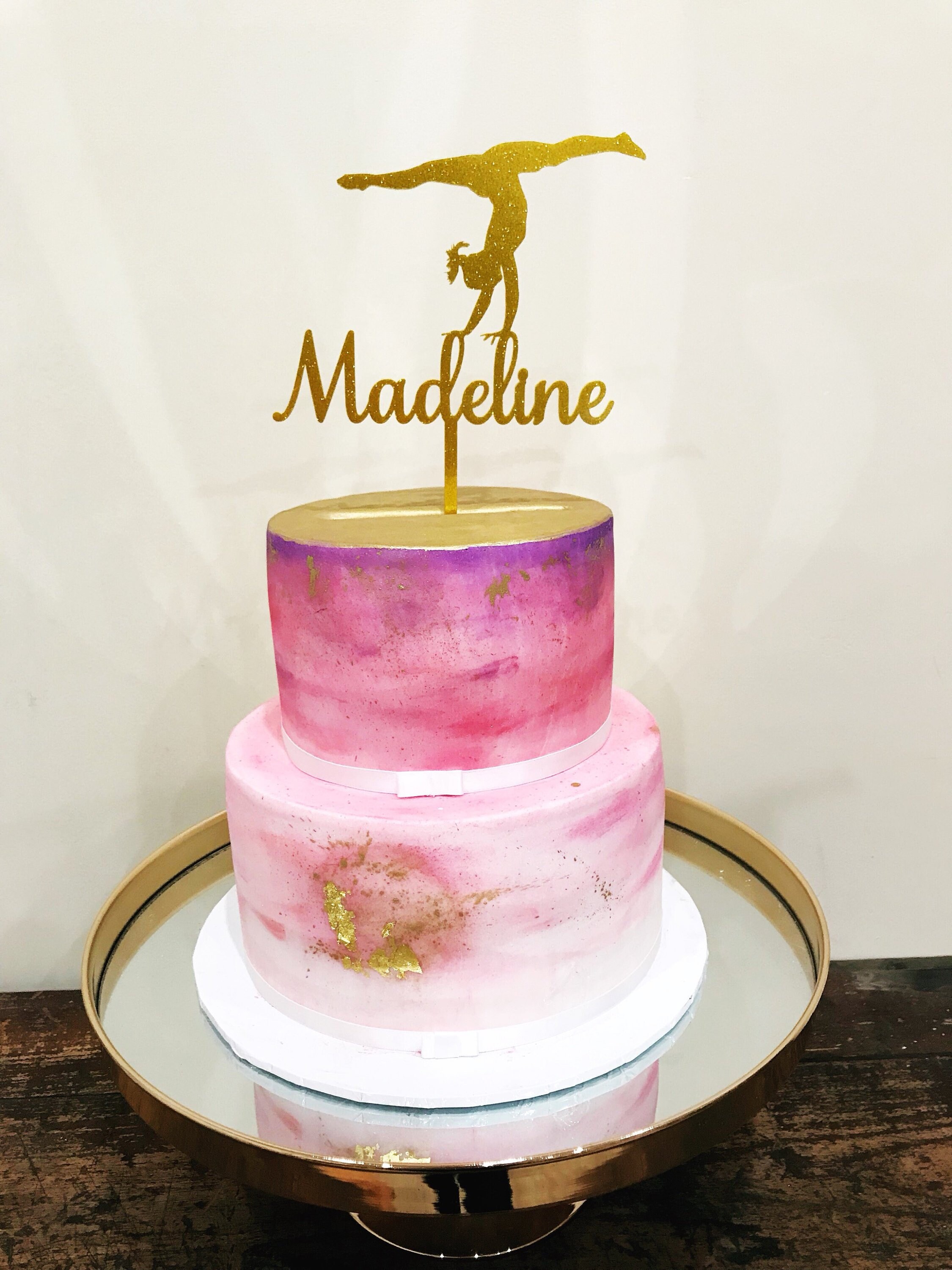 Gymnastics Zebra Tumbling Gym Girls Edible Birthday Cake Topper Or