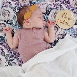 Cartes jalon nouveau-né/cartes jalon bébé/cartes jalon/cartes jalon bébé en bois/cartes jalon bois/plaque nom en bois/panneau rond