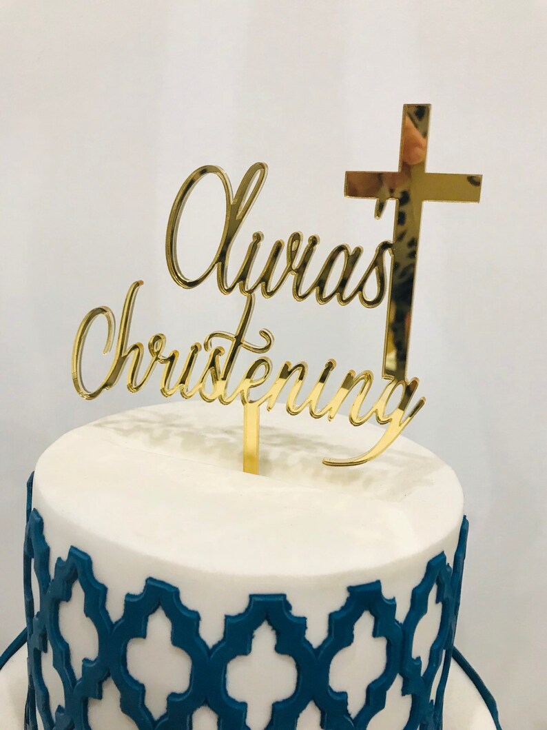Christening Cake Topper Baptism Decor Christening Etsy