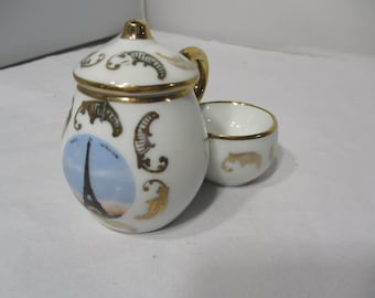 Vintage Limoges Porcelain Ceramic Salt & Mustard Cellar Pot Dip Paris France