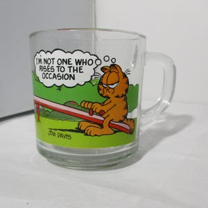 Vintage 1980 Glass GARFIELD CAT Collectible Coffee Mug Cup