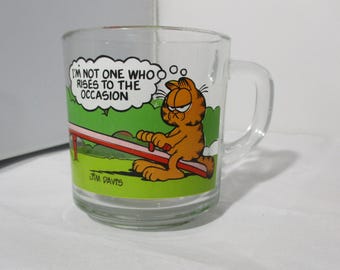 Vintage 1980 Glass GARFIELD CAT Collectible Coffee Mug Cup