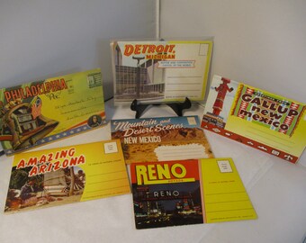 Bundle of 6 Vintage Fold-Out Souvenir US State City Postcards PC