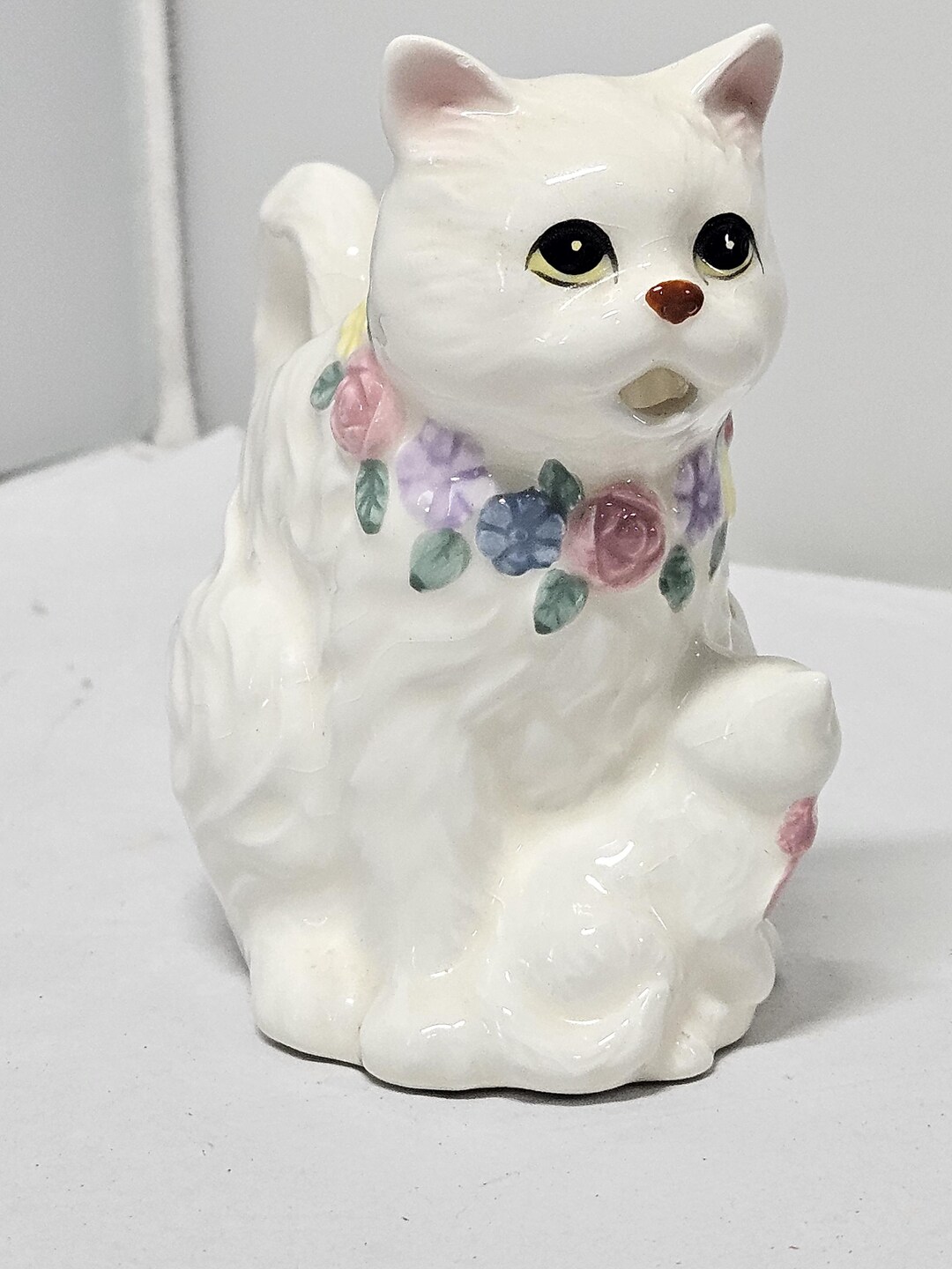 Vintage Small White Porcelain Cat Kitten Shaped Creamer Pitcher - Etsy