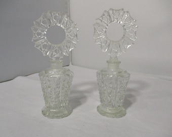 Vintage Set of 2 Empty Irice Perfume Bottles Made in Czechoslovakia Czech 1950's
