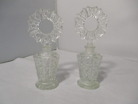 Vintage Set of 2 Empty Irice Perfume Bottles Made in Czechoslovakia Czech 1950's