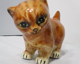 Vintage 1978 Seymour Mann Ceramic Cat Kitten Tabby Figure Figurine