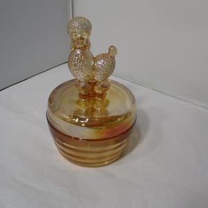 Vintage Jeannette Poodle Dog Glass Trinket Powder Dresser Jar