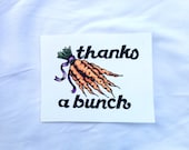 Linocut print, thank you, handmade, original art, office decoration, home decoration, kitchen decoration, carrots, thanks