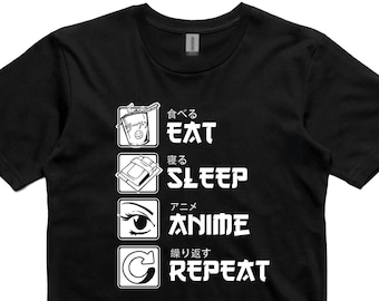 Eat Sleep Anime Repeat T-Shirt, Anime shirt, Anime Fan, Anime Lover, Manga shirt, Anime shirts, Anime gift