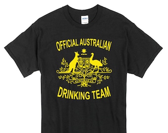 Official Australian Drinking Team T-Shirt black 100% cotton australia aussie beer party