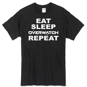 Eat Sleep Overwatch Repeat T-Shirt black or white 100% cotton  gift present game tee