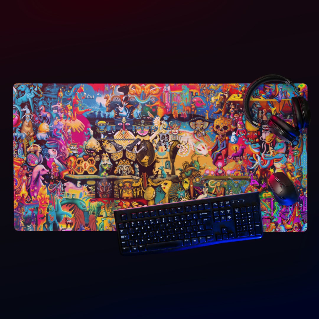 XXL Psychedelic Desert Gaming Mousepad Trippy Art Collage Etsy