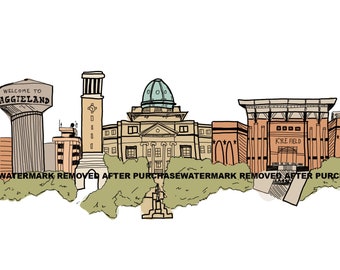 Aggieland: Texas A&M college station skyline PNG file