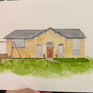 Custom home painting - watercolor home illustration 8x10