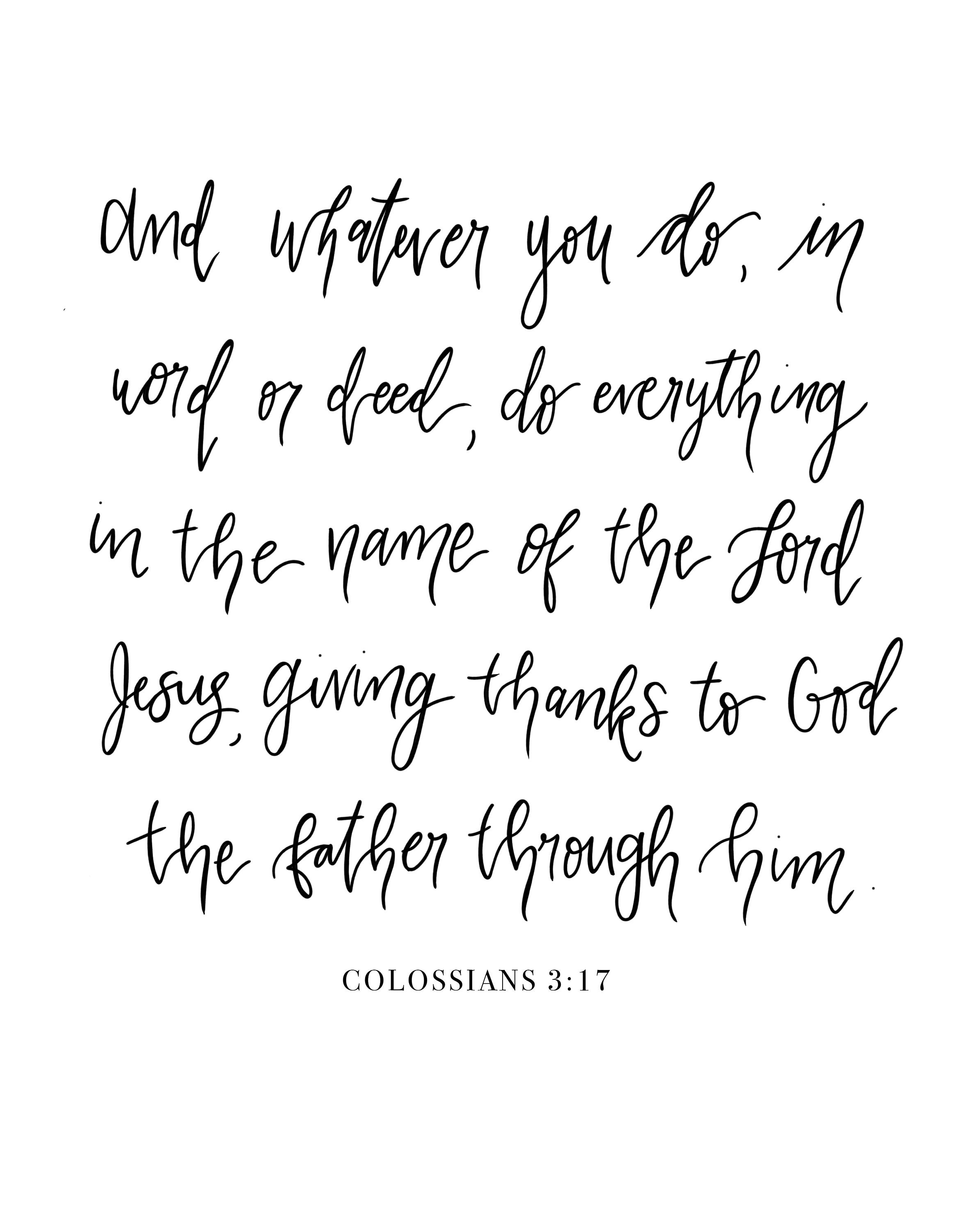 Colossians 3:17 Handlettering Calligraphy - Etsy